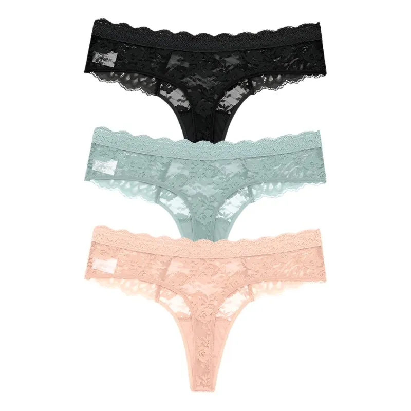 3 PCS / Set S-XL Women Sexy Panties G-string Lace Lingerie Bikini
