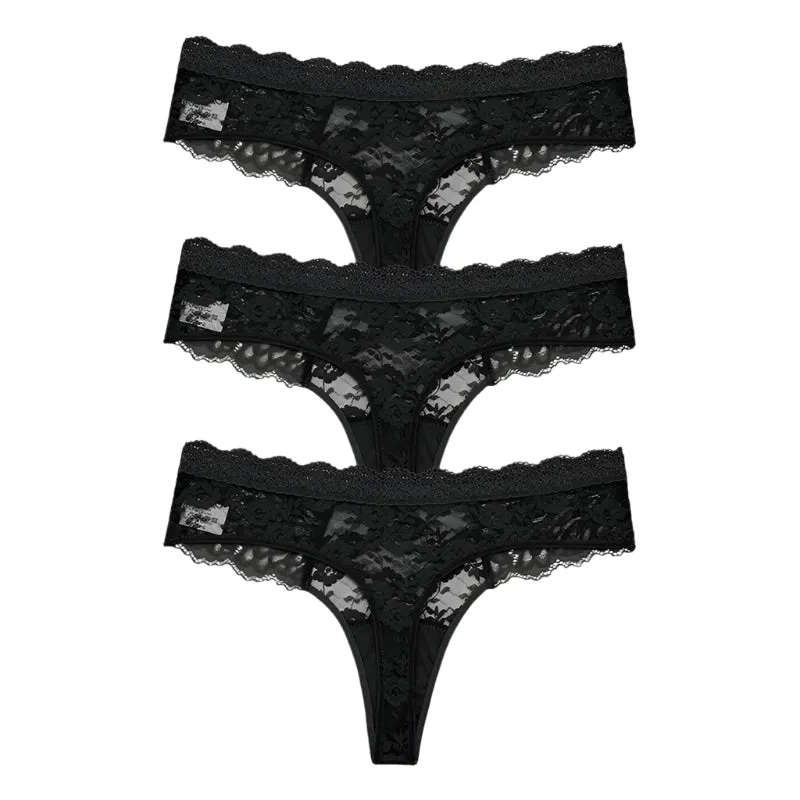 3 PCS / Set S-XL Women Sexy Panties G-string Lace Lingerie Bikini