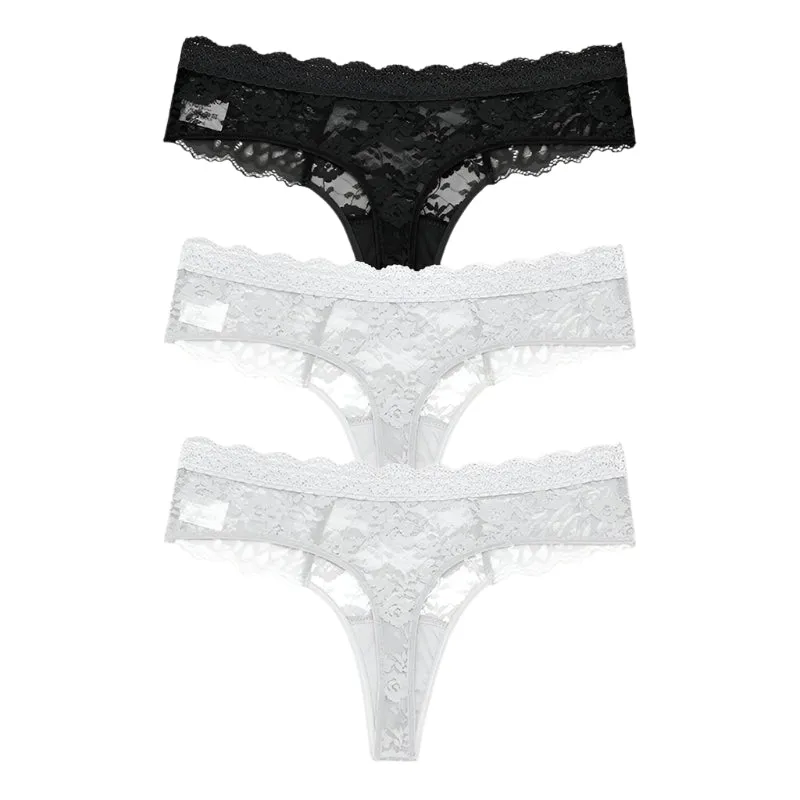 3 PCS / Set S-XL Women Sexy Panties G-string Lace Lingerie Bikini