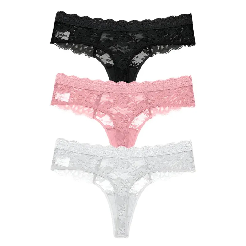 3 PCS / Set S-XL Women Sexy Panties G-string Lace Lingerie Bikini