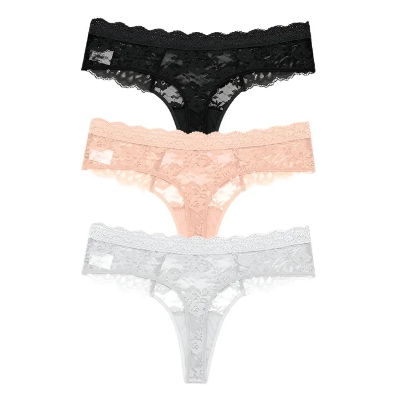 3 PCS / Set S-XL Women Sexy Panties G-string Lace Lingerie Bikini