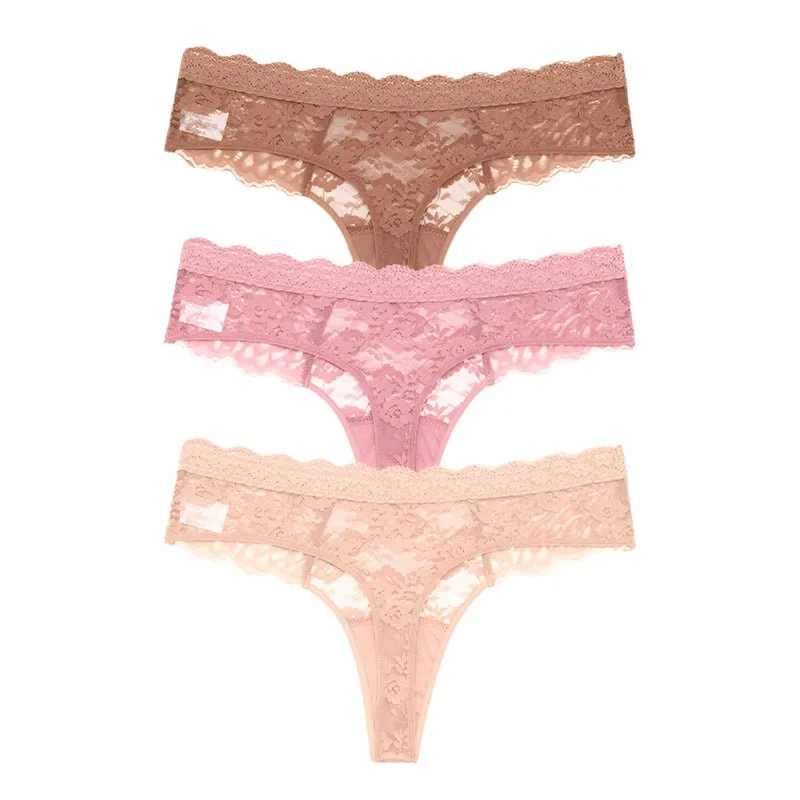 3 PCS / Set S-XL Women Sexy Panties G-string Lace Lingerie Bikini
