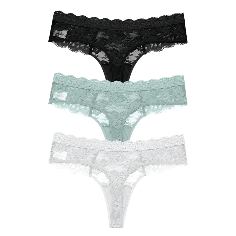 3 PCS / Set S-XL Women Sexy Panties G-string Lace Lingerie Bikini