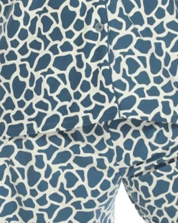 3 Piece Giraffe Print Pajama Set | Blue Giraffe