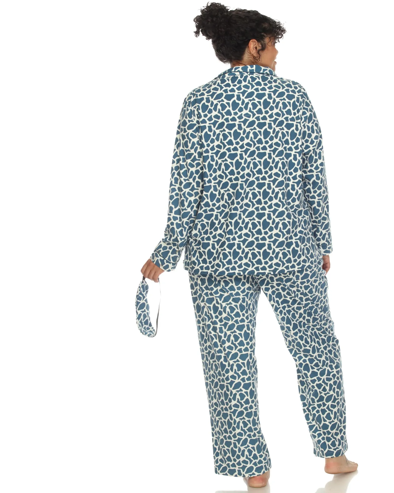 3 Piece Giraffe Print Pajama Set | Blue Giraffe