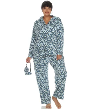 3 Piece Giraffe Print Pajama Set | Blue Giraffe