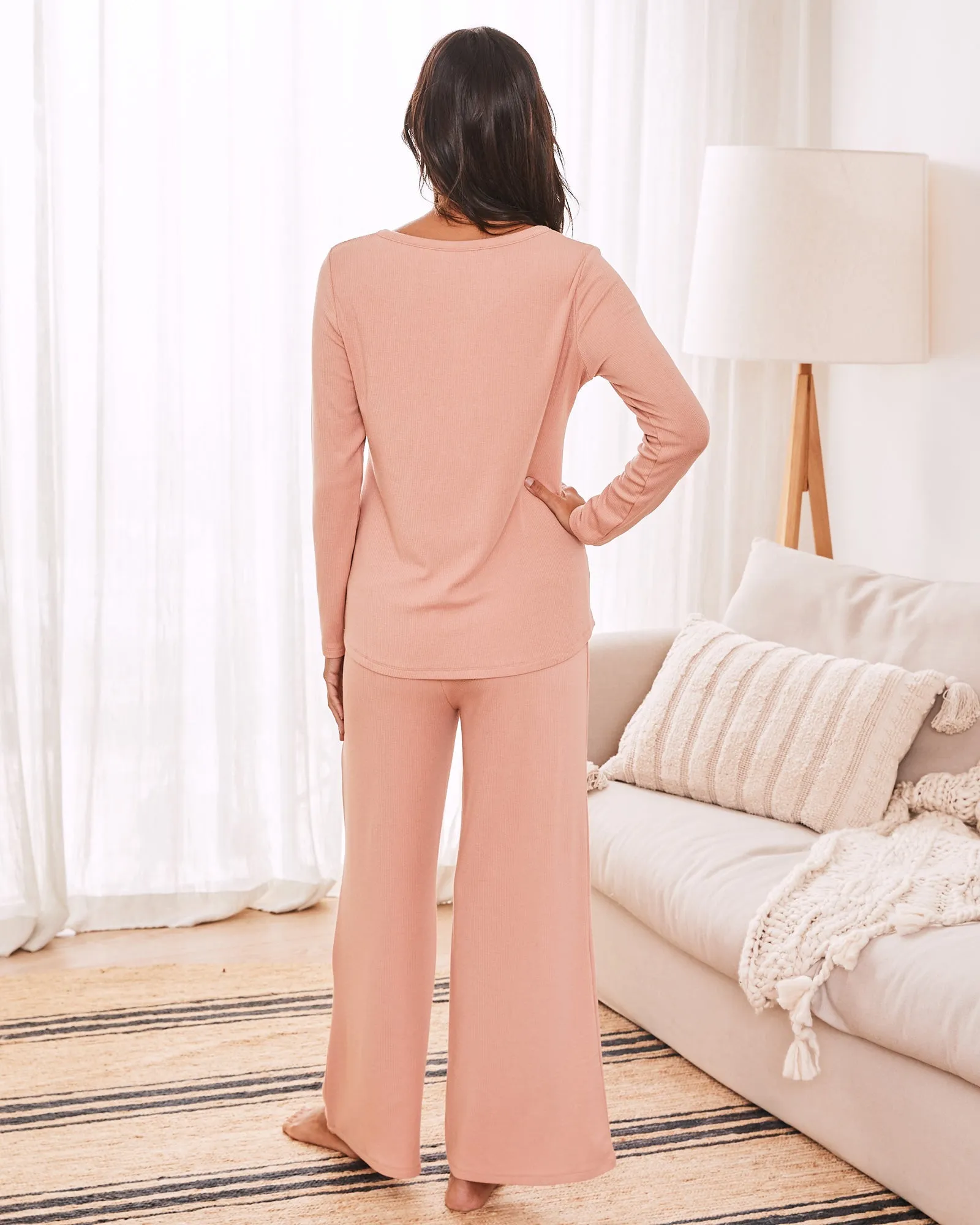 3-Piece Isabelle Maternity Loungewear / Sleepwear Set - Dusty Pink