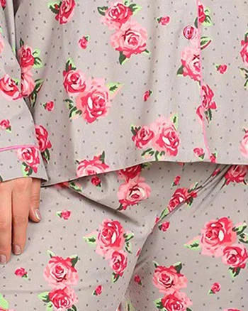 3 Piece Pajama Set | Grey Rose