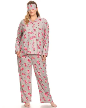 3 Piece Pajama Set | Grey Rose