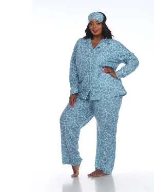 3 Piece Pajama Set | Mint Paisley