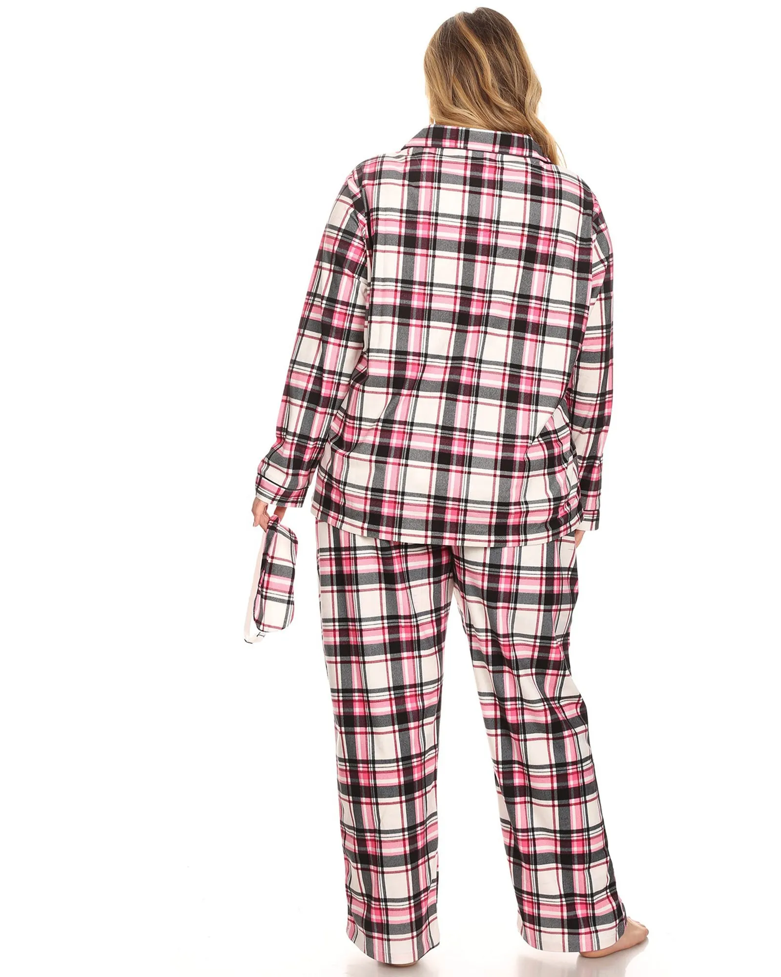 3 Piece Pajama Set | Pink Plaid