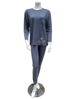 421-BL Dolman Sleeve Blue Cotton Pajamas Set