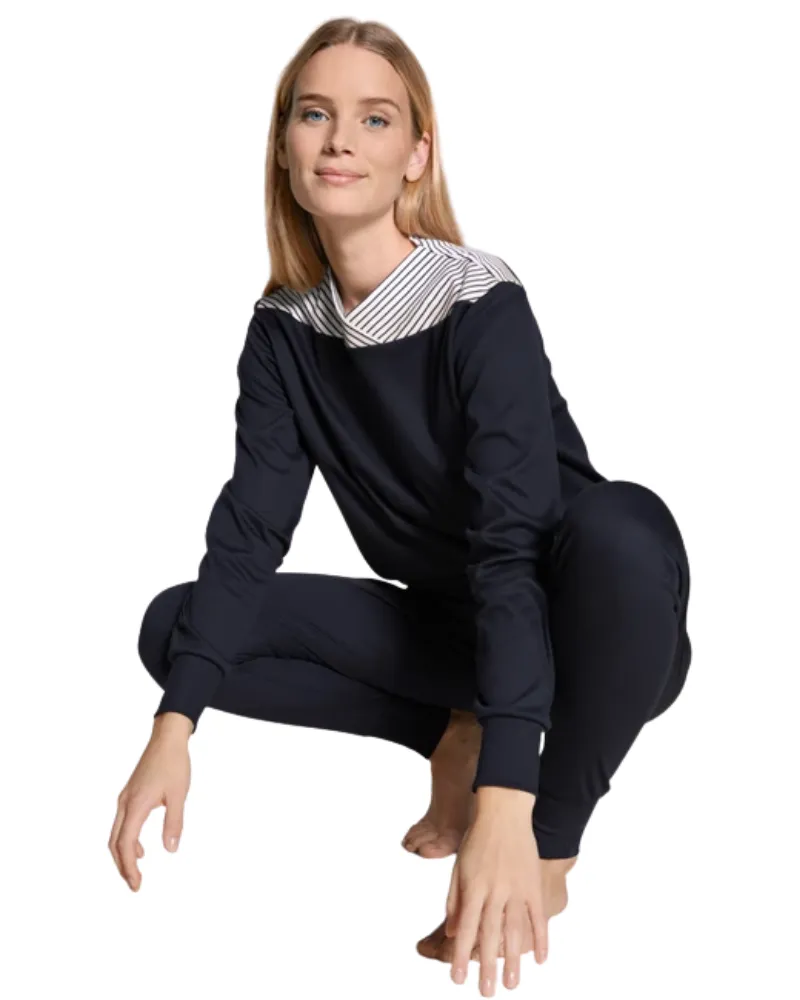 43100 #339 Soulmate Navy Blue 100% Cotton Pajamas Set