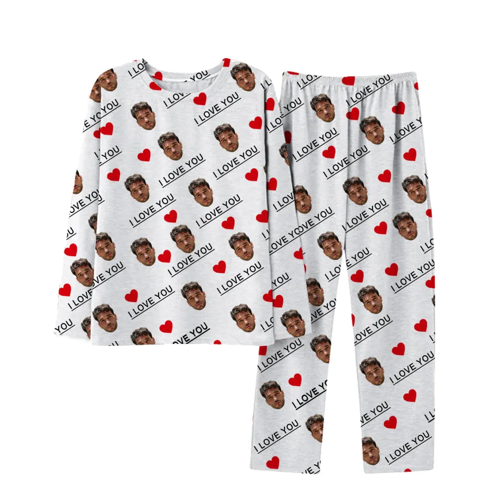 4FunGift® Unisex Custom Couple Pajamas I LOVE YOU