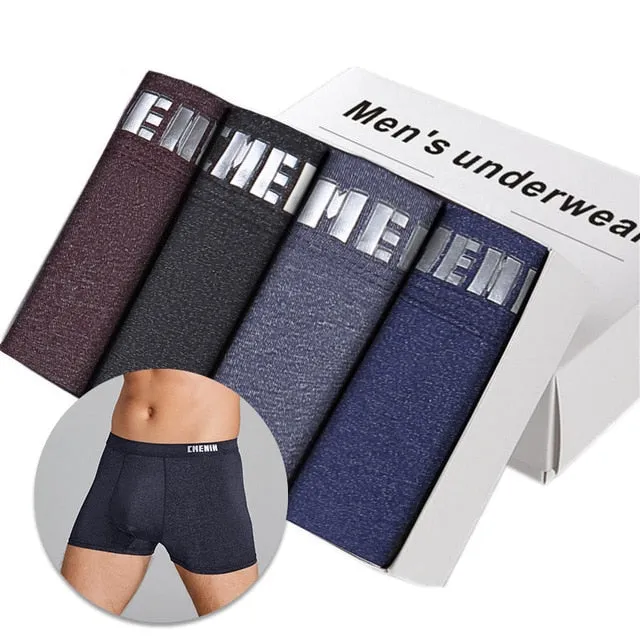 4pc/lot Boxershorts Men Boxers Male Underwear Man Panties Cotton Soft Short Boxer Mesh Mens Hombre Cueca Plus Size OR212