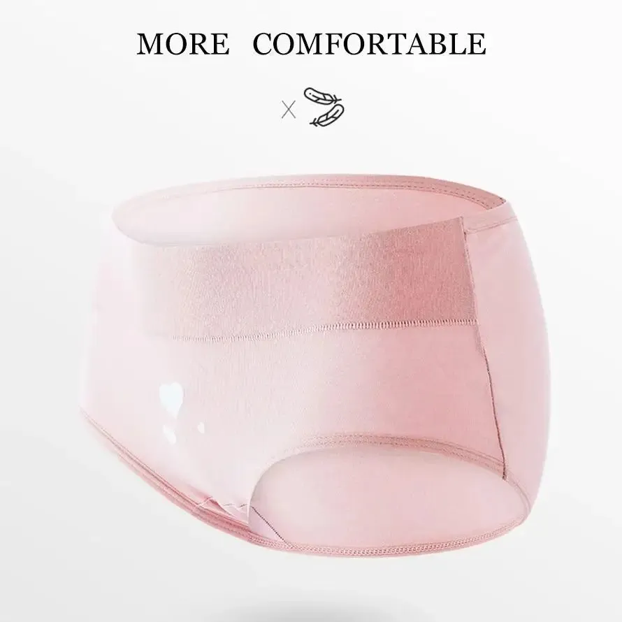 4pcs Breathable High Waist Cotton Women Panties, Sizes M-5XL