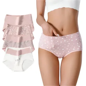 4pcs Breathable High Waist Cotton Women Panties, Sizes M-5XL
