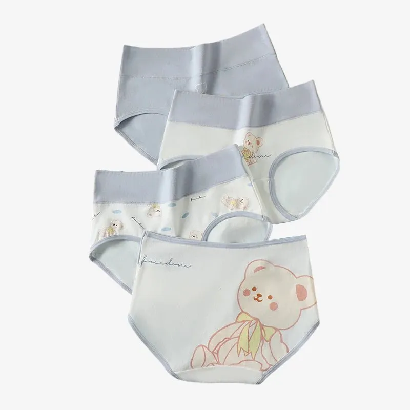 4pcs Breathable High Waist Cotton Women Panties, Sizes M-5XL
