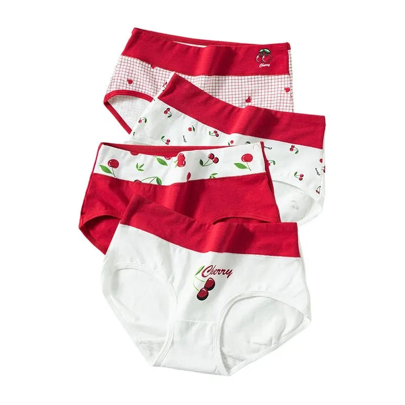 4pcs Breathable High Waist Cotton Women Panties, Sizes M-5XL
