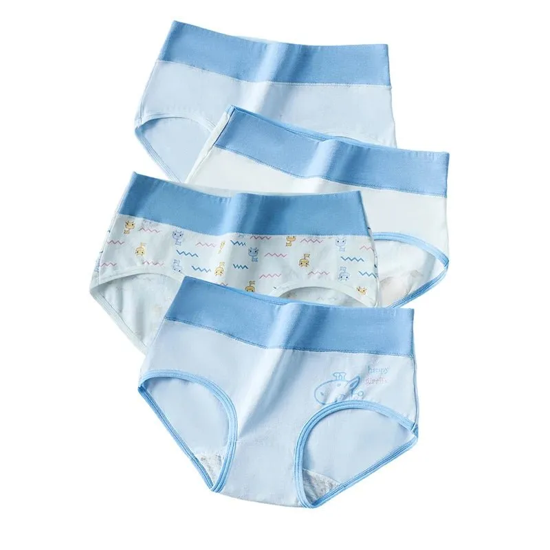 4pcs Breathable High Waist Cotton Women Panties, Sizes M-5XL