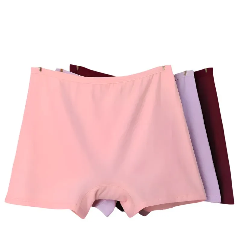 6pcs Cotton Women's Plus Size High Waist Boxer Briefs Safety Panties