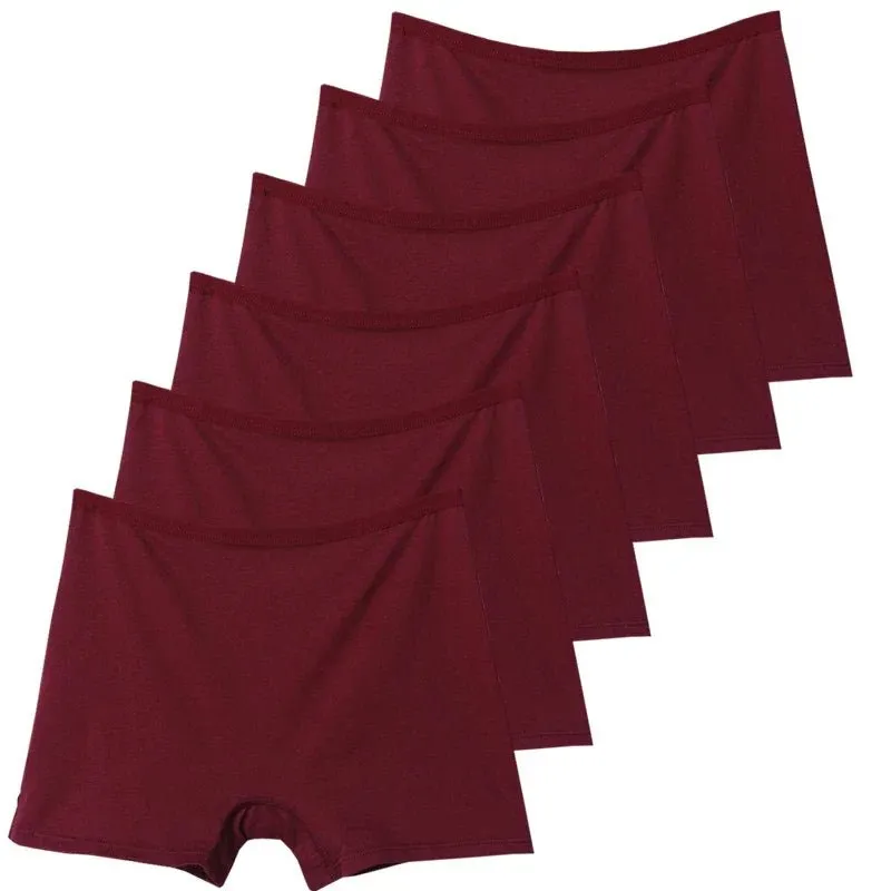 6pcs Cotton Women's Plus Size High Waist Boxer Briefs Safety Panties