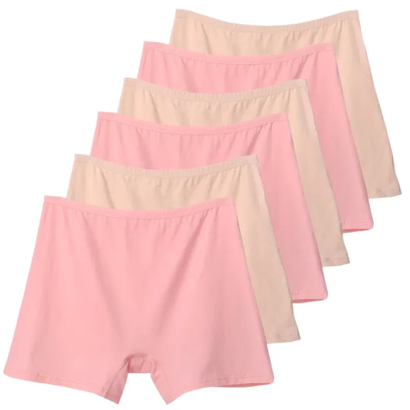 6pcs Cotton Women's Plus Size High Waist Boxer Briefs Safety Panties