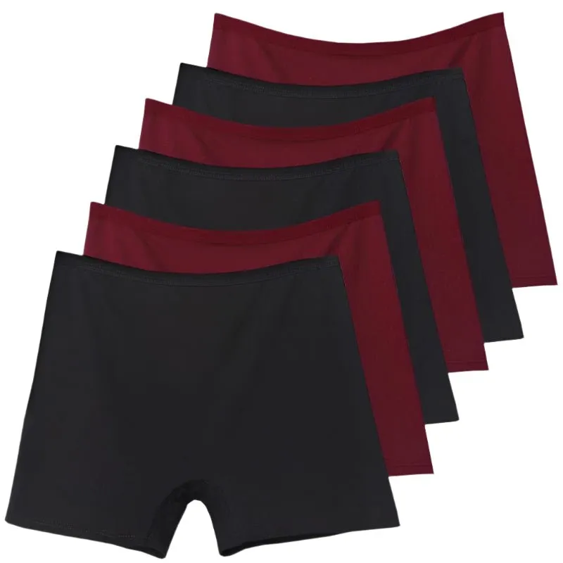 6pcs Cotton Women's Plus Size High Waist Boxer Briefs Safety Panties