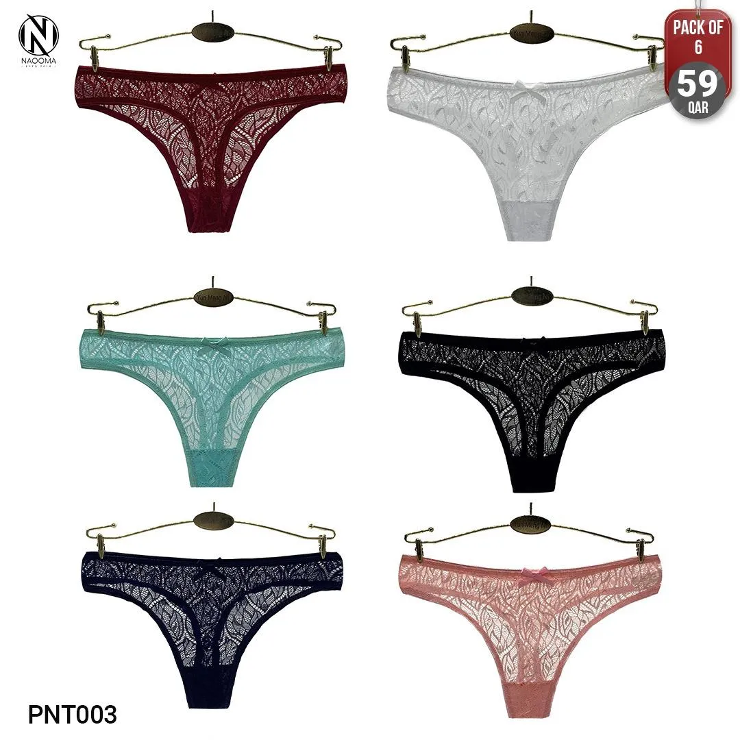 6PCS/Set Sexy Mesh G-String Hollow Panties