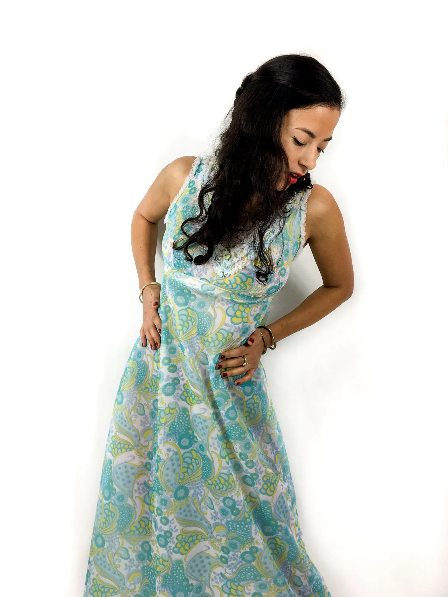 70s vintage long Paisley print nightgown