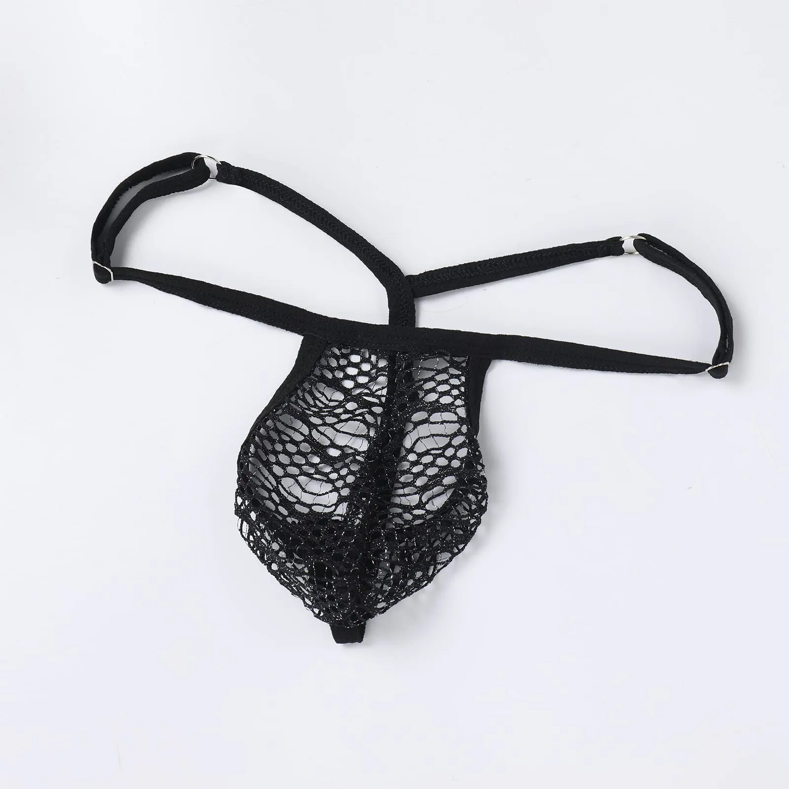 ABAFIP Men's Crossdresser Sissy Lingerie Low Waist Lace Mesh Sheer Mini Skirt   G-string Thong Panties 2 Piece Crossdressing Underwear set Black One Size