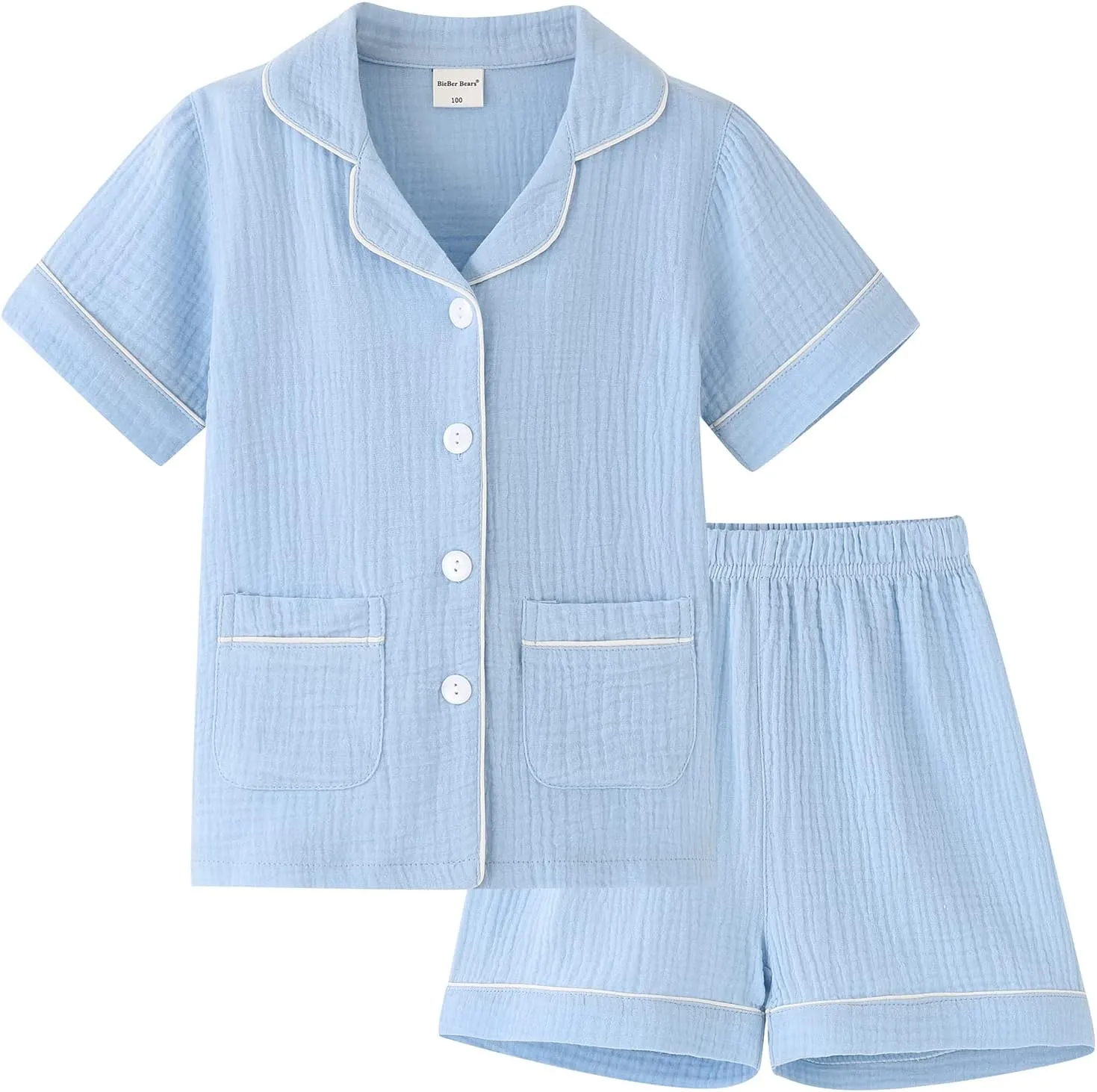 ACESTAR Toddler Girls Boys Pajamas Set Summer 2 Pcs Pjs Set - Kids Short Sleeve Button Down Sleepwear (3T-7 Years)