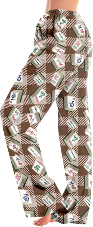 ADHOWBEW Mah Jong Pajama Pants for Women Men Funny Classic Game Relaxed Fit Cute Comfy Family Sleepwear