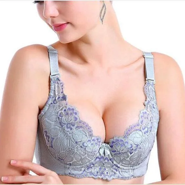 Adjustable Push Up Gather Sexy Lace Hem Bras