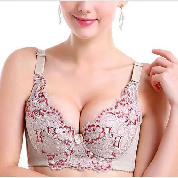 Adjustable Push Up Gather Sexy Lace Hem Bras