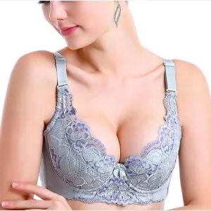 Adjustable Push Up Gather Sexy Lace Hem Bras