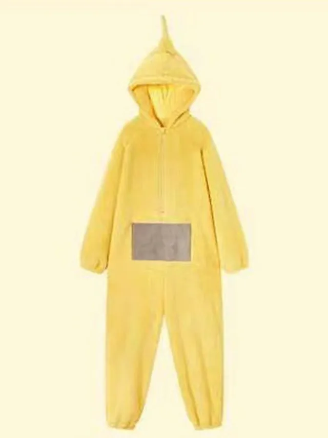 Adults' Kigurumi Pajamas Nightwear Alien Teletubbies Character Onesie Pajamas Flannel Cosplay For Men and Women Christmas Animal Sleepwear Cartoon Festival / Holiday Costumes