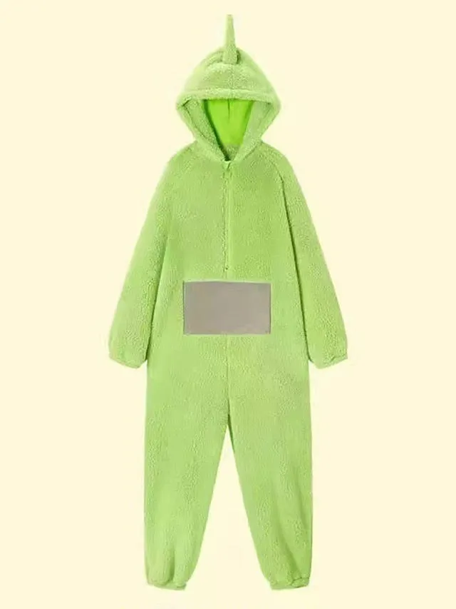 Adults' Kigurumi Pajamas Nightwear Alien Teletubbies Character Onesie Pajamas Flannel Cosplay For Men and Women Christmas Animal Sleepwear Cartoon Festival / Holiday Costumes