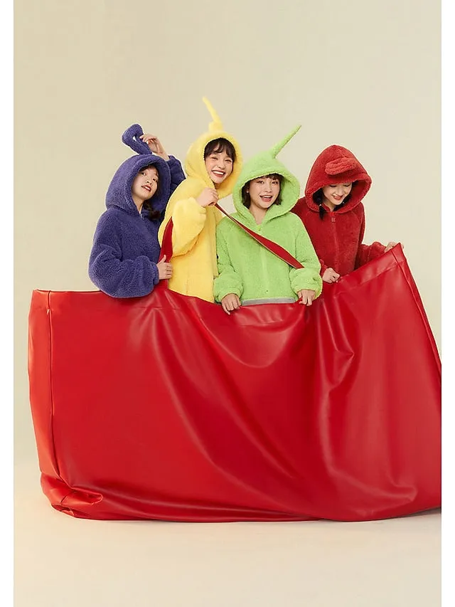 Adults' Kigurumi Pajamas Nightwear Alien Teletubbies Character Onesie Pajamas Flannel Cosplay For Men and Women Christmas Animal Sleepwear Cartoon Festival / Holiday Costumes