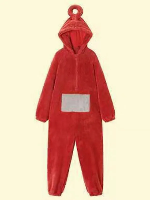 Adults' Kigurumi Pajamas Nightwear Alien Teletubbies Character Onesie Pajamas Flannel Cosplay For Men and Women Christmas Animal Sleepwear Cartoon Festival / Holiday Costumes