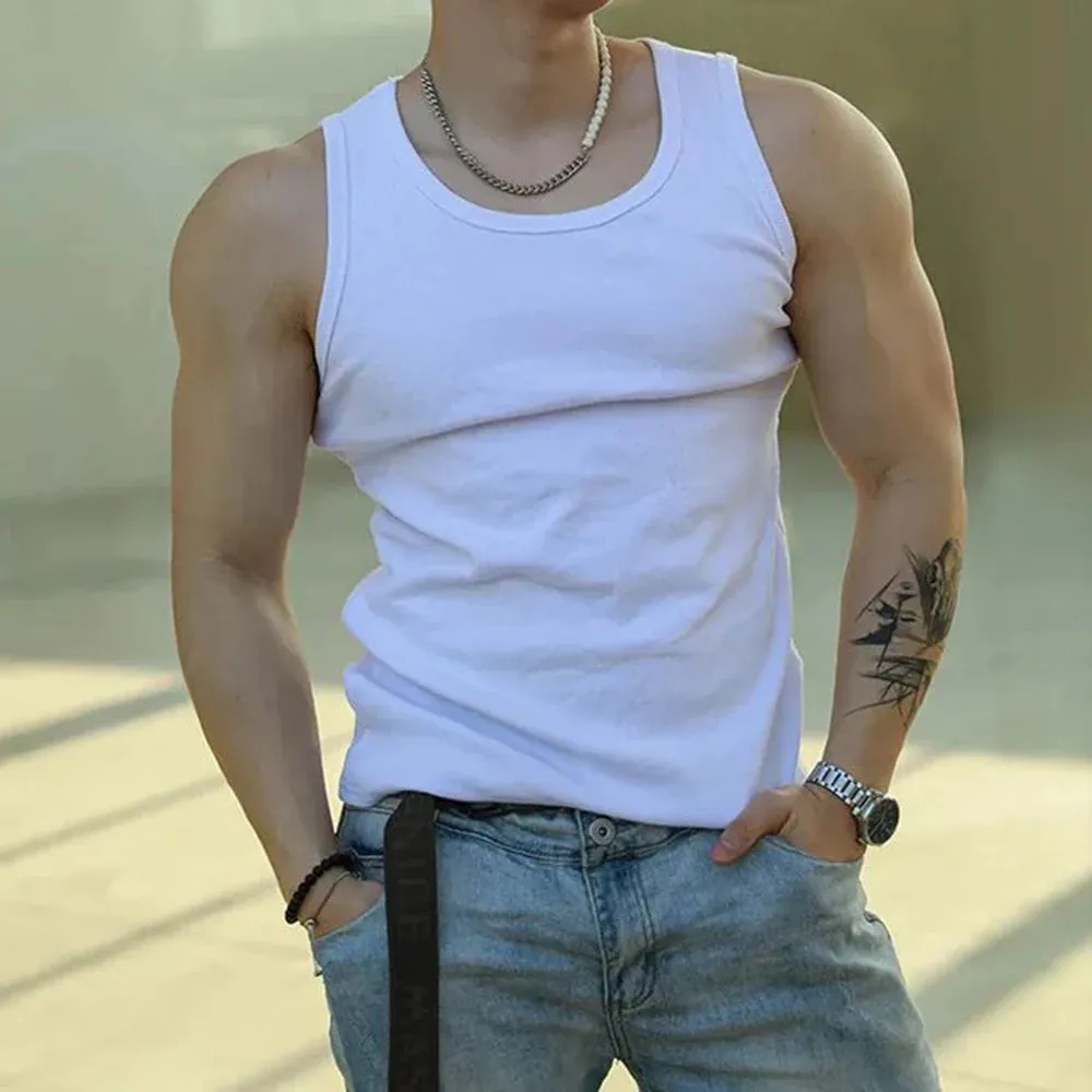 Aidase Mens Sexy Shaping Sports Fitness Casual Cotton Vest 2024 New Genderless American Street Elastic Slim Solid Color Tank Top Unisex