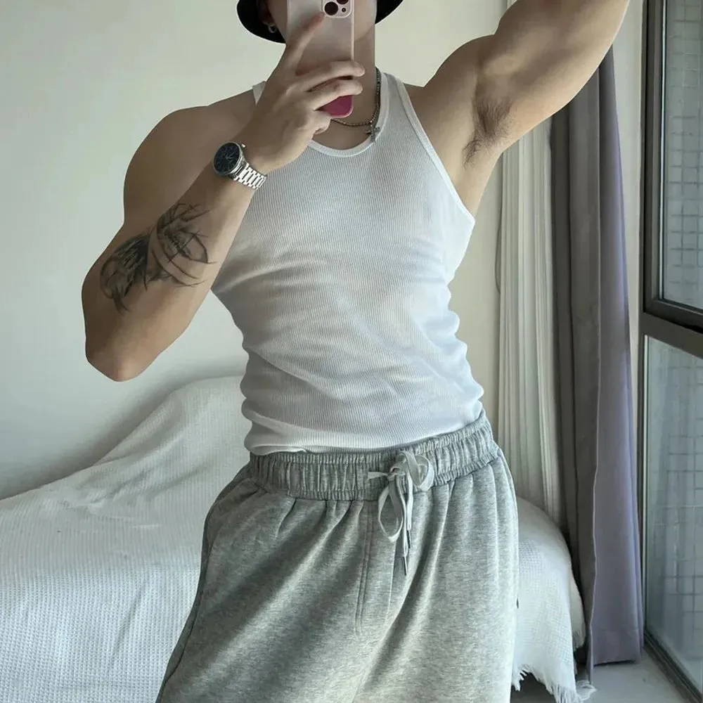 Aidase Mens Sexy Shaping Sports Fitness Casual Cotton Vest 2024 New Genderless American Street Elastic Slim Solid Color Tank Top Unisex