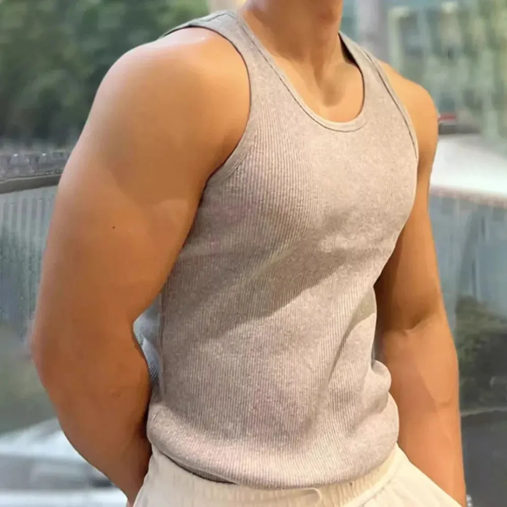 Aidase Mens Sexy Shaping Sports Fitness Casual Cotton Vest 2024 New Genderless American Street Elastic Slim Solid Color Tank Top Unisex