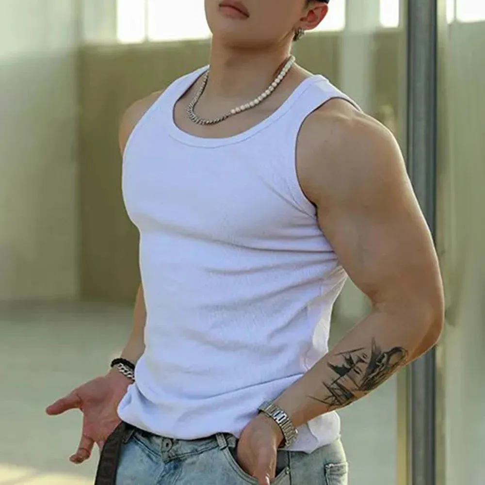 Aidase Mens Sexy Shaping Sports Fitness Casual Cotton Vest 2024 New Genderless American Street Elastic Slim Solid Color Tank Top Unisex