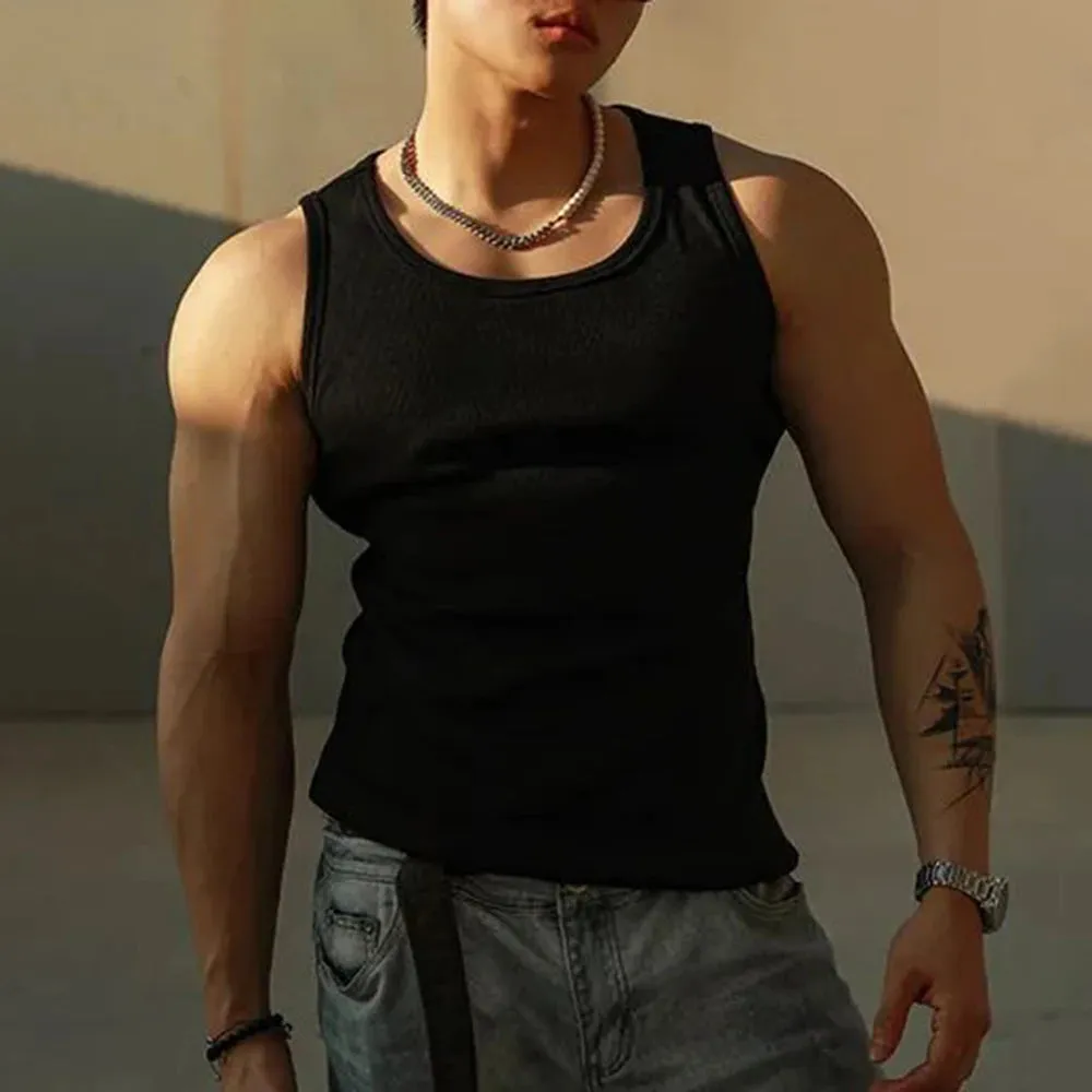 Aidase Mens Sexy Shaping Sports Fitness Casual Cotton Vest 2024 New Genderless American Street Elastic Slim Solid Color Tank Top Unisex