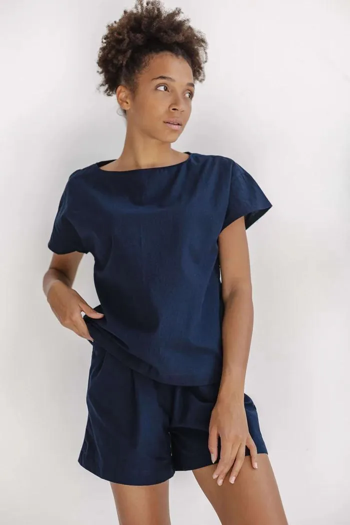 Almond Cotton Pajama Set, Cozy Nightwear, Natural Pajamas, Sleepwear For Women, Summer Shirt & Shorts, Women Home Wear, Beach Outfit For Her