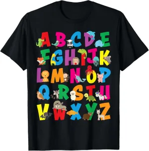Alphabet Animal Zoo Learning Letters Kids Boys Girls Teacher T-Shirt