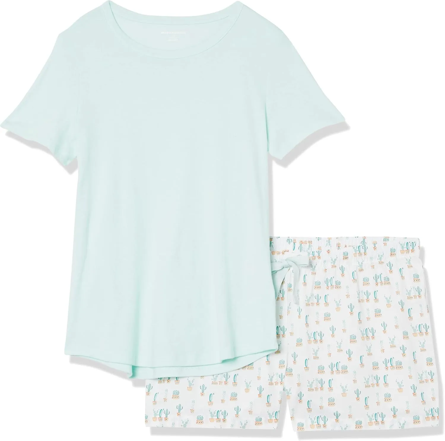 Amazon Essentials Women's Poplin Short and Sleep Tee Set