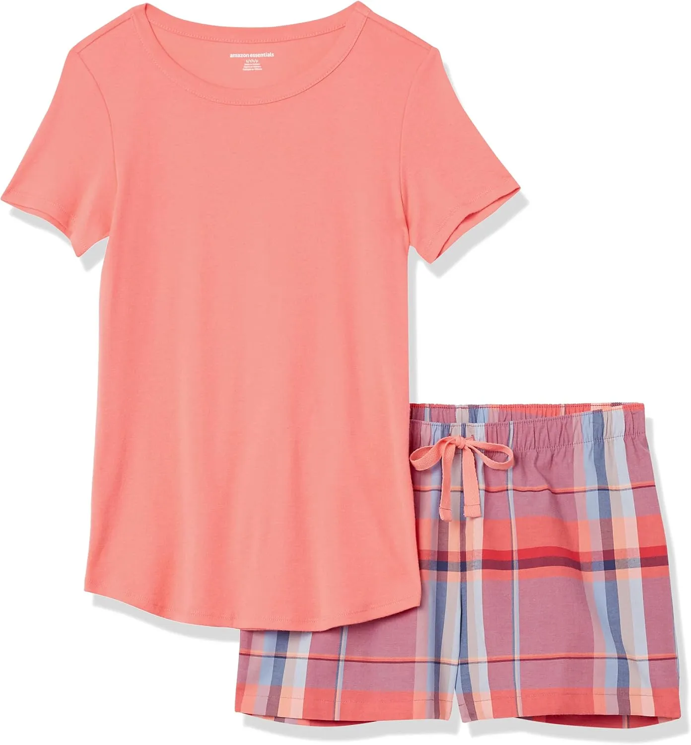 Amazon Essentials Women's Poplin Short and Sleep Tee Set