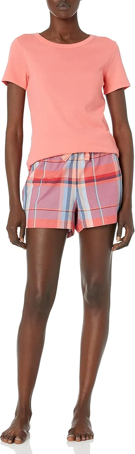 Amazon Essentials Women's Poplin Short and Sleep Tee Set